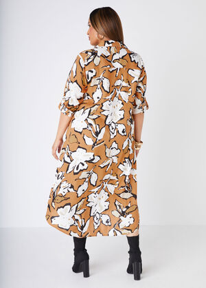 Floral Midaxi Shirtdress, Iced Coffee image number 1