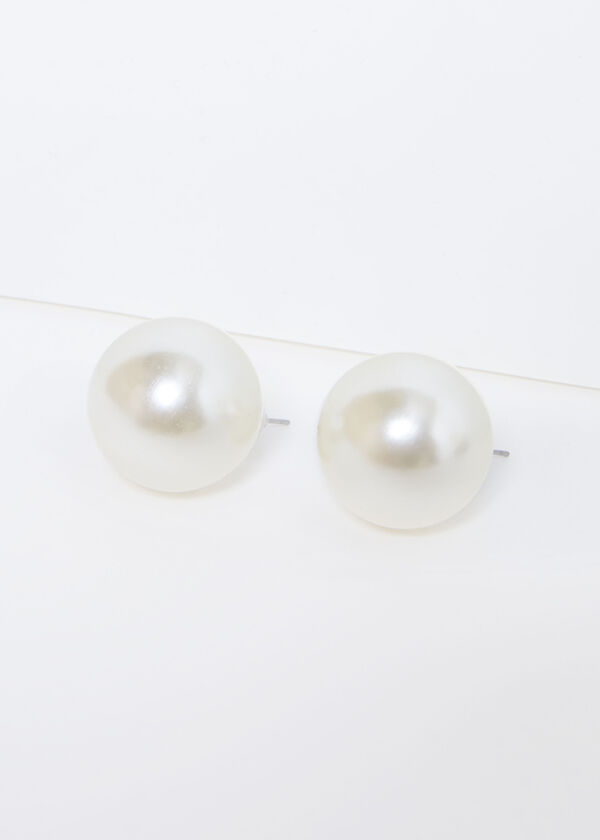 Oversized Faux Pearl Earrings, Pearl image number 0