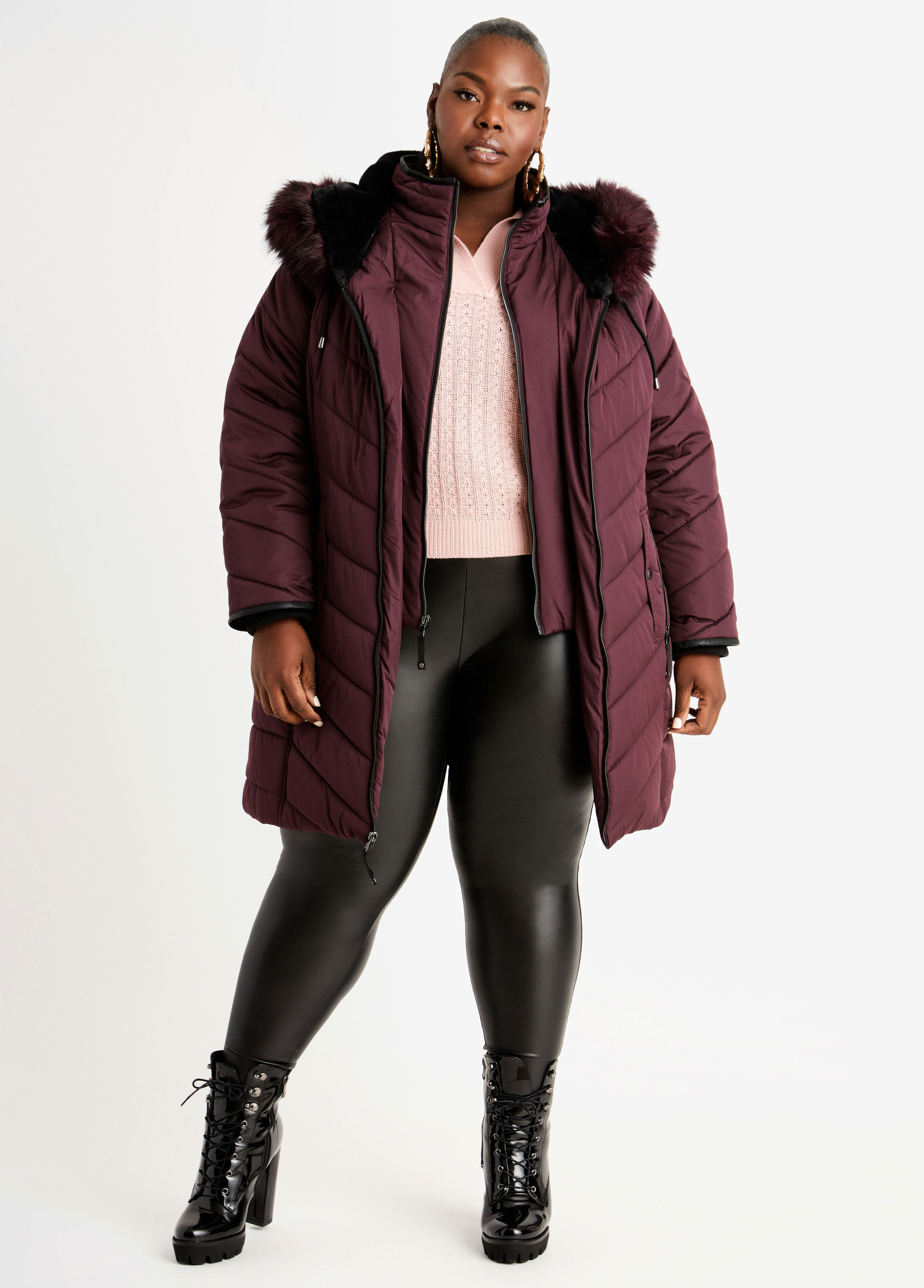 Best Plus Size Jacket Faux Fur Hooded Vest Layer Quilted Puffer Coats