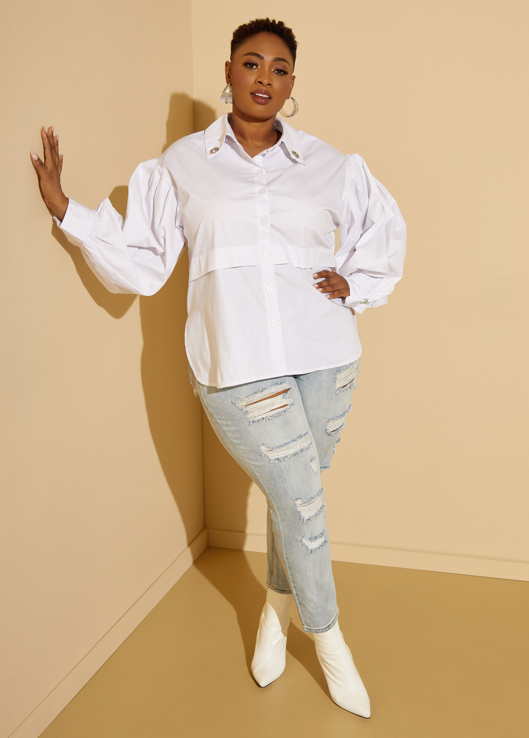 Plus size white outlet shirt