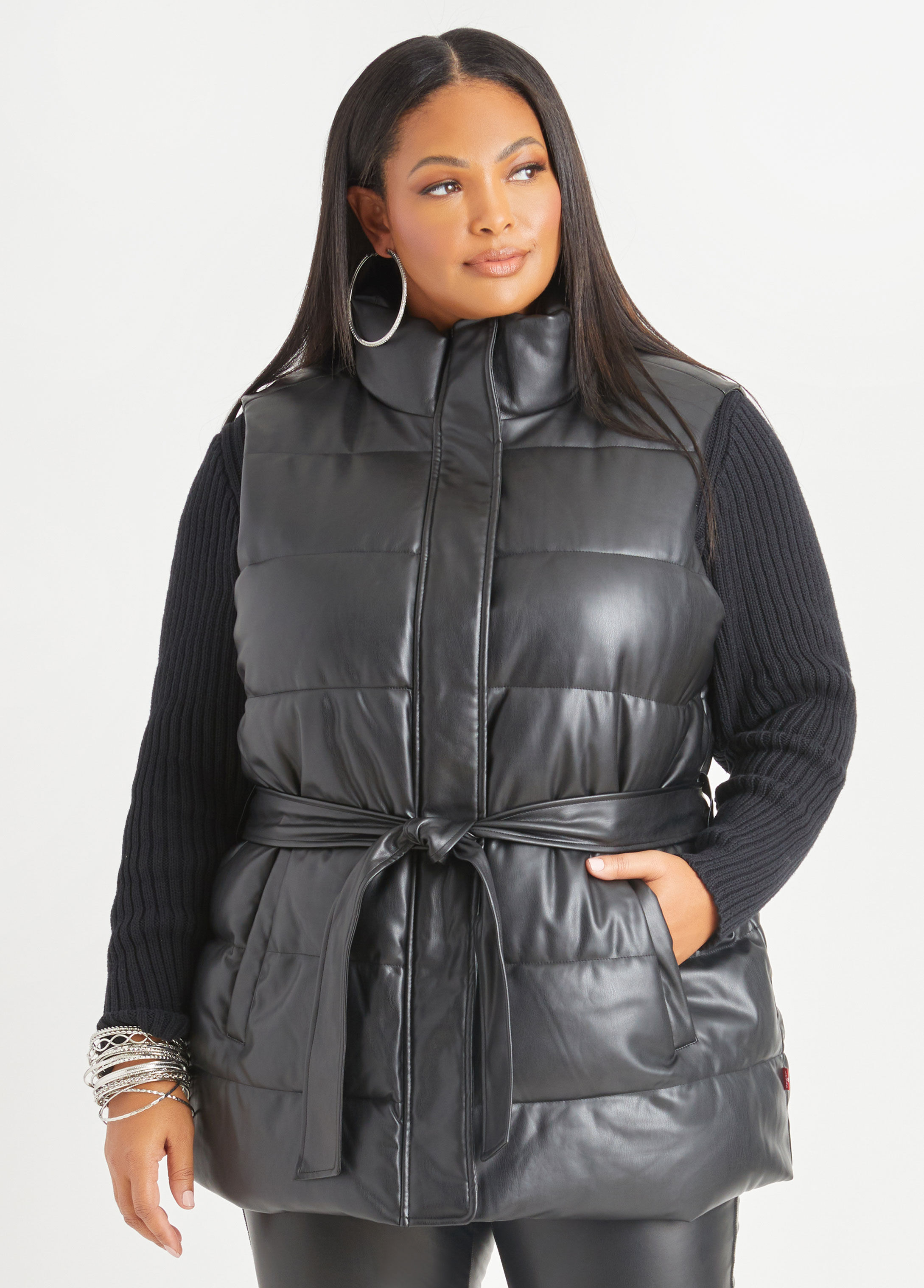 Plus Size Levis Puffer Vest Vegan Leather Gilet Plus Size Fall Vests