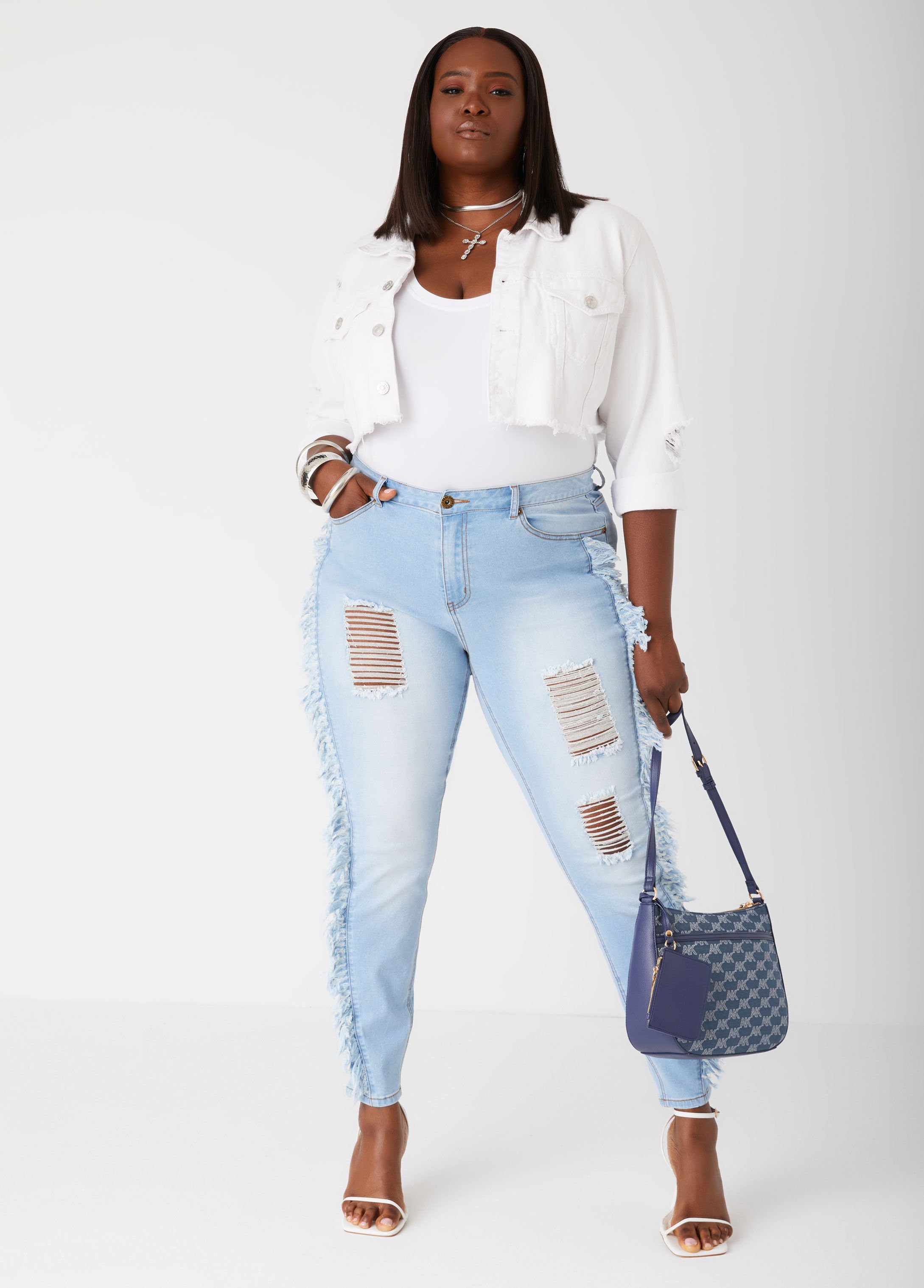 Fringed High Rise Skinny Jeans