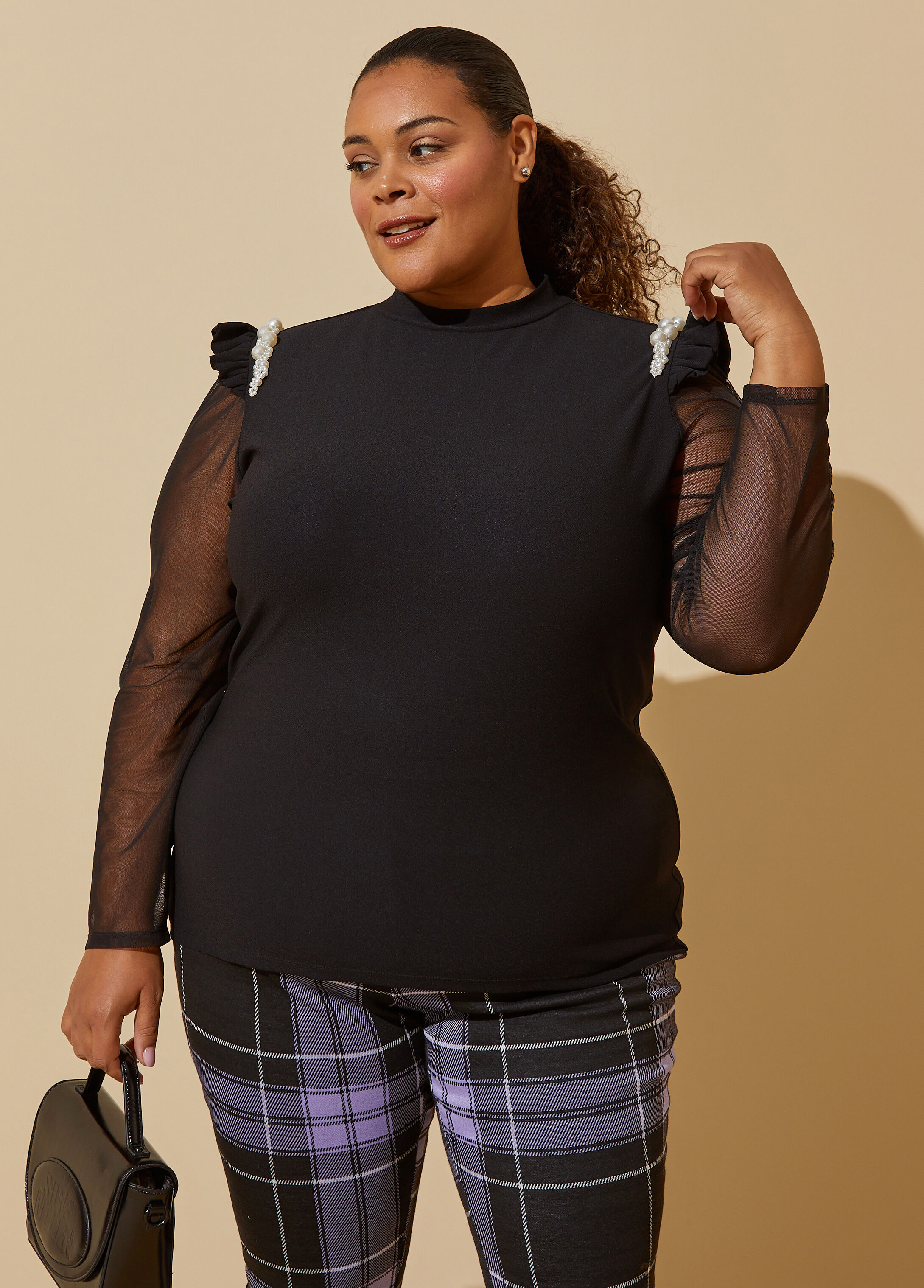 Black sheer plus size hot sale top