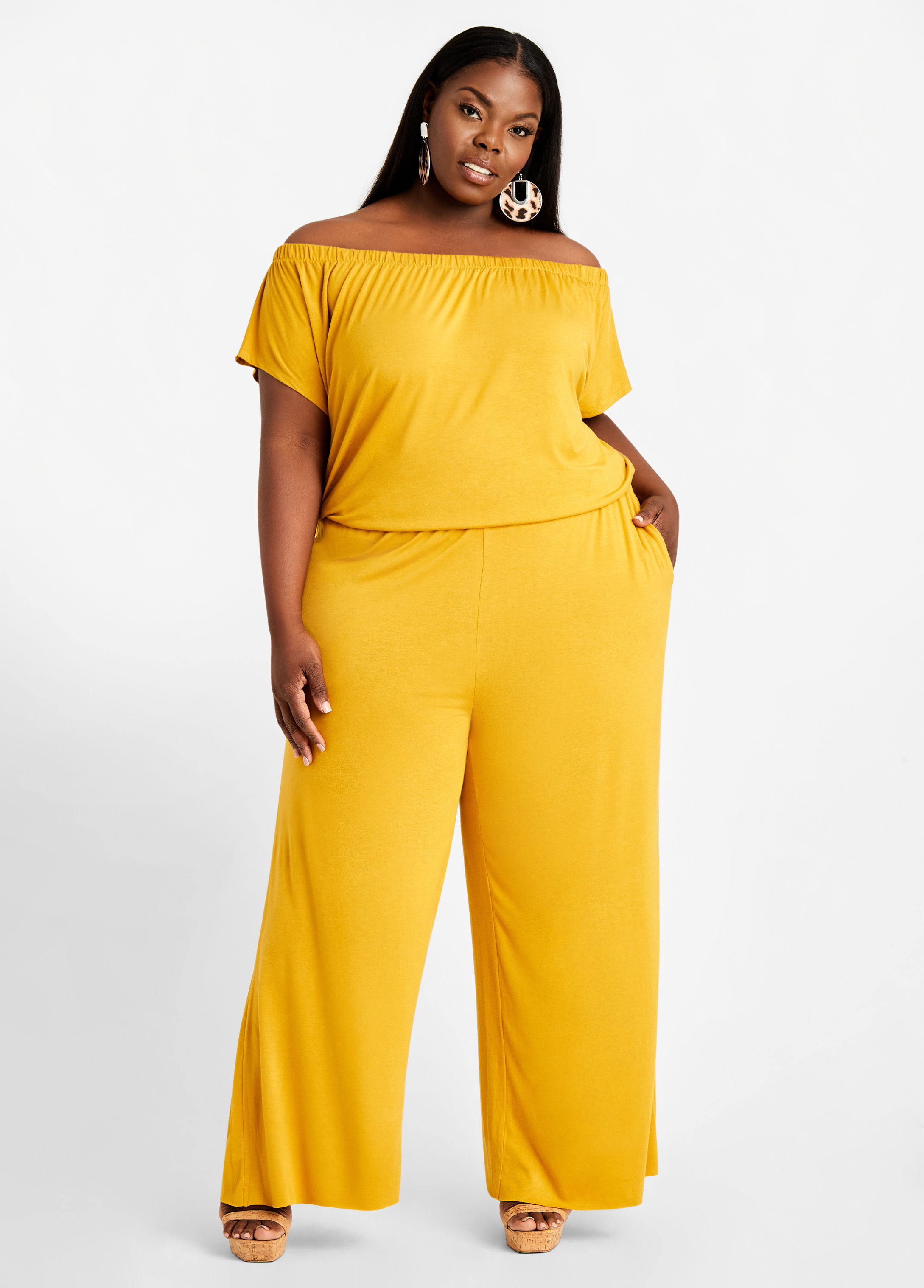 ashley stewart gold jumpsuit