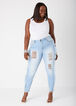 Fringed High Rise Skinny Jeans, Classic Blue image number 3