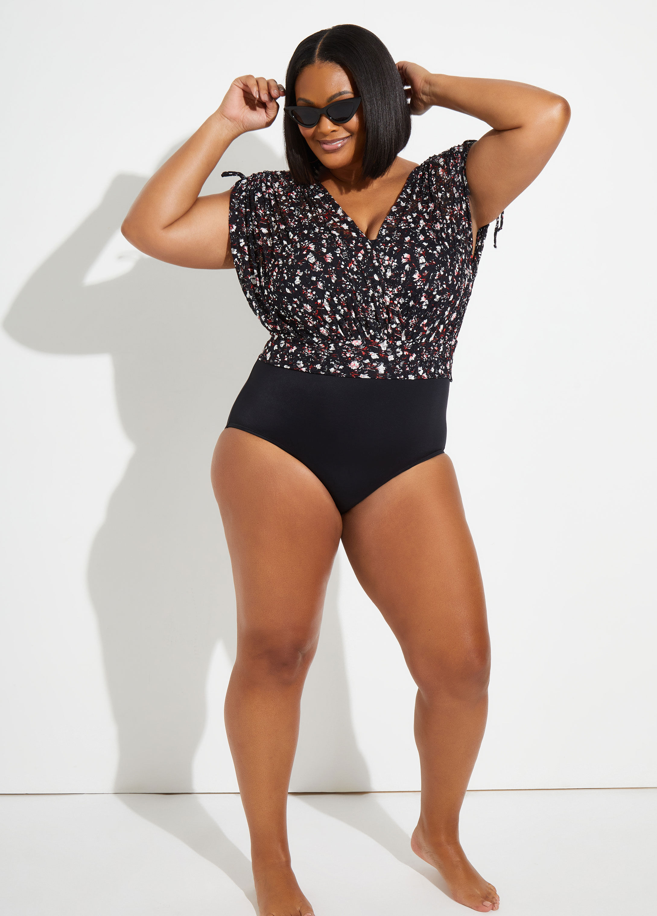 Plus Size Floral Tummy Control Swimsuit Plus Size One Piece Swimsuit