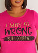 May Be Wrong Glittered Graphic Tee, Fuchsia image number 3