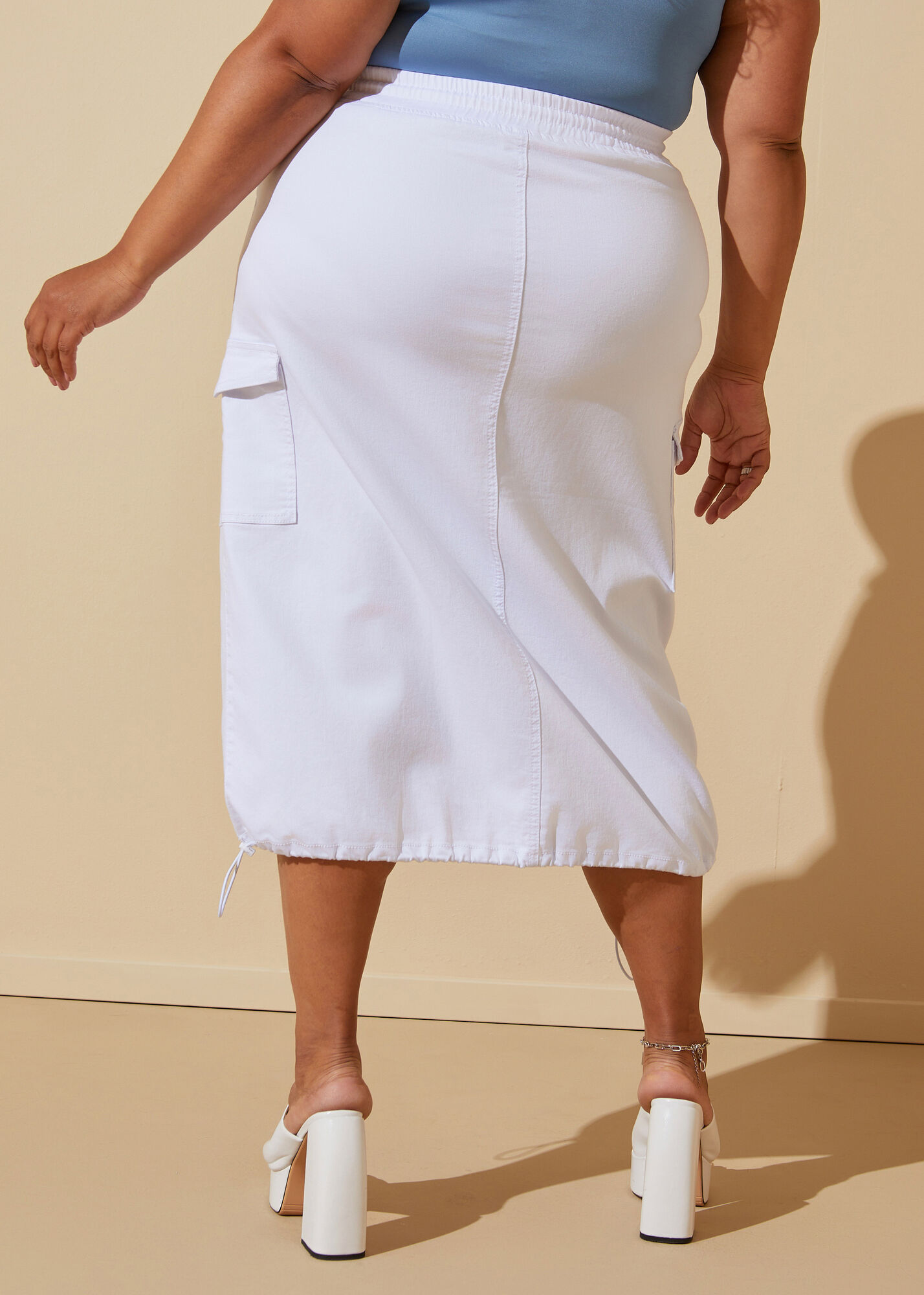 Plus Size Midi Denim Skirt Sexy Stretch Denim Plus Size Jean Skirt 1158