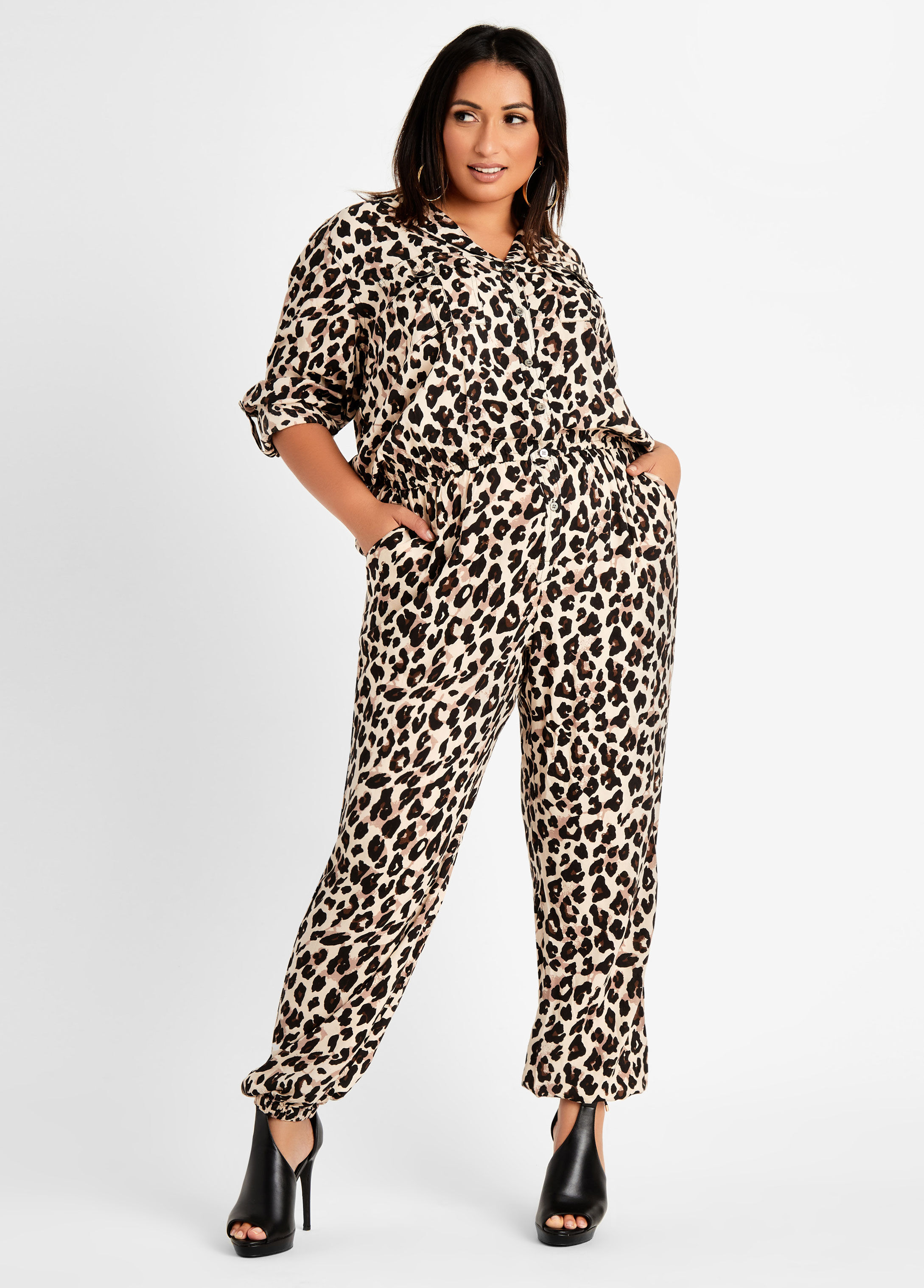 leopard utility jumpsuit