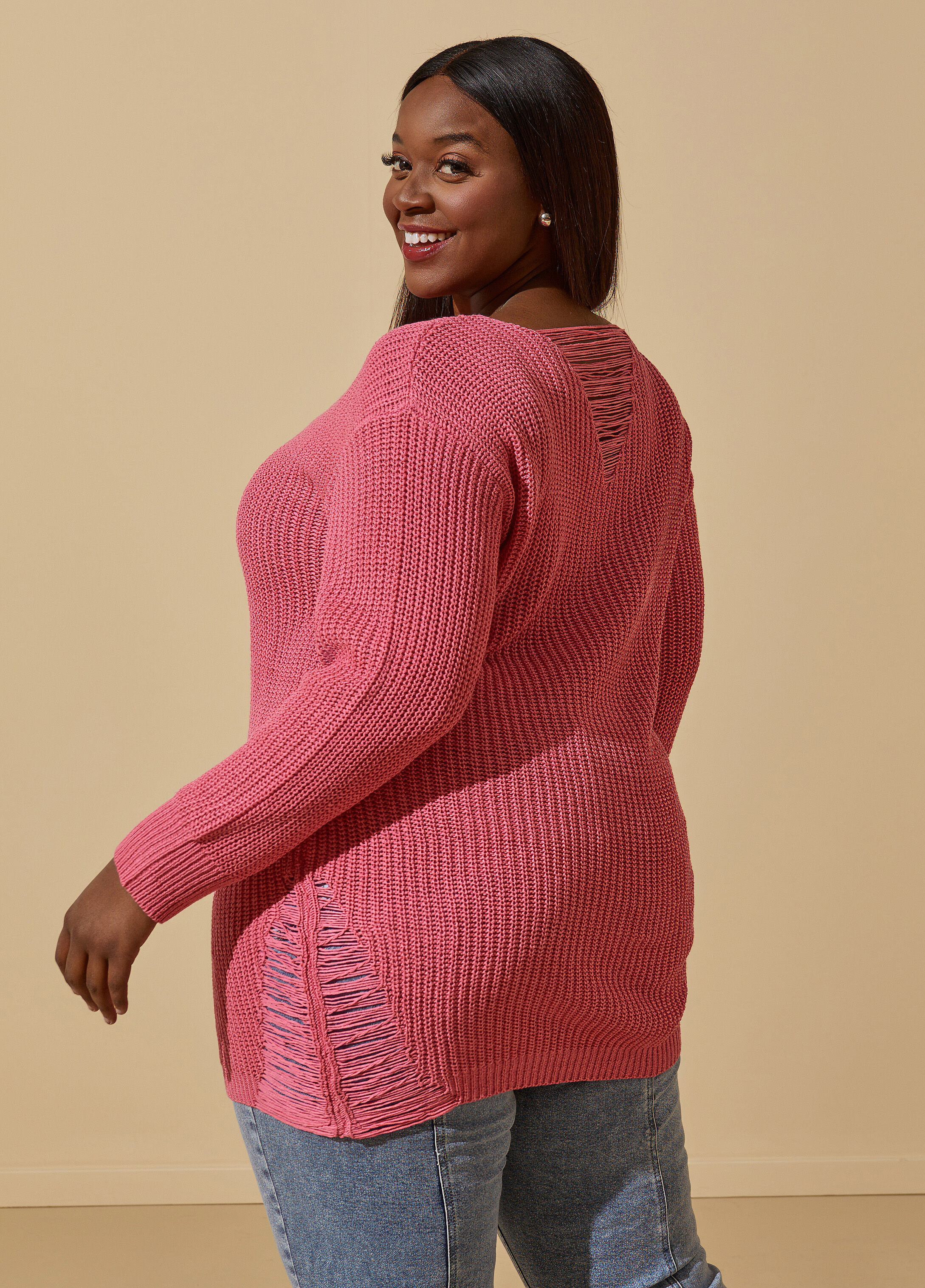 Distressed 2025 pink sweater