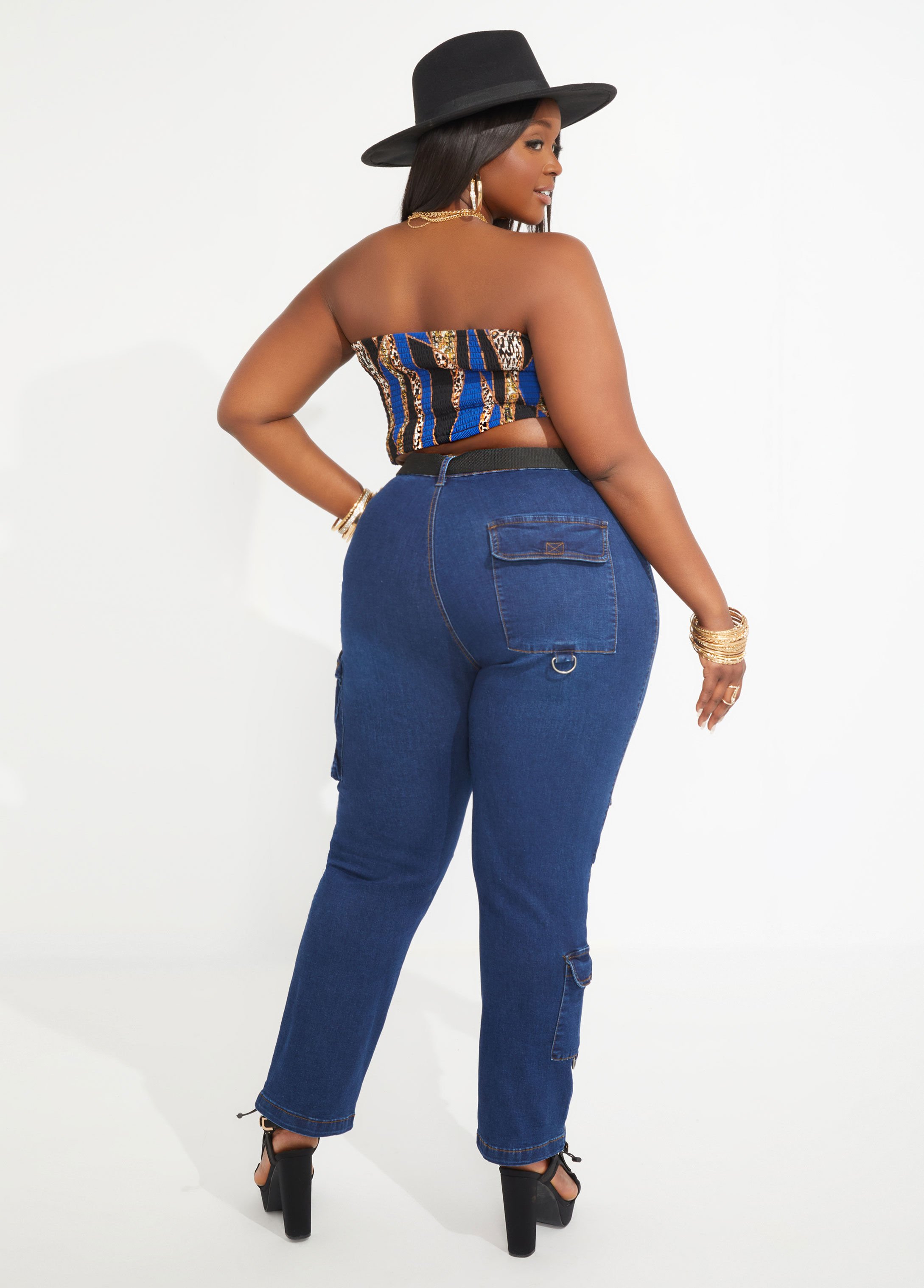 Plus Size Denim Joggers High Waist Stretchy Distressed Jean Jogger