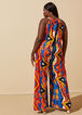 Tie Neck Printed Wide Leg Jumpsuit, Multi image number 1