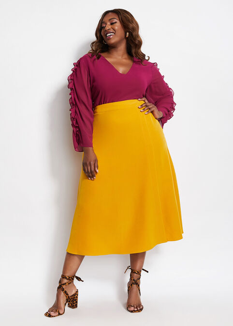 High Waist Midi Yellow Skirt  Midi flare skirt, Skirt outfits, Yellow  skirt outfits