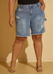 Distressed Studded Denim Shorts, Classic Blue image number 2