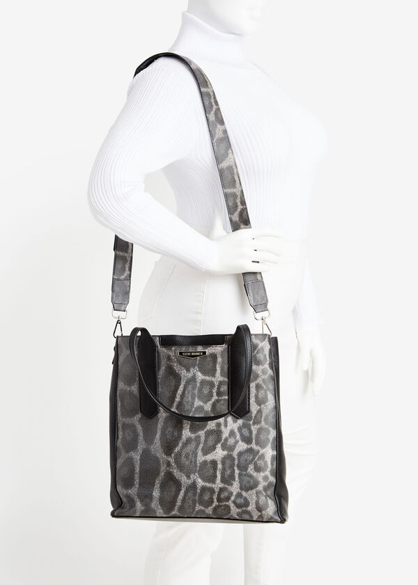 Reebok Women's Duffle Beatrice Tote Handbag, Black Leopard 