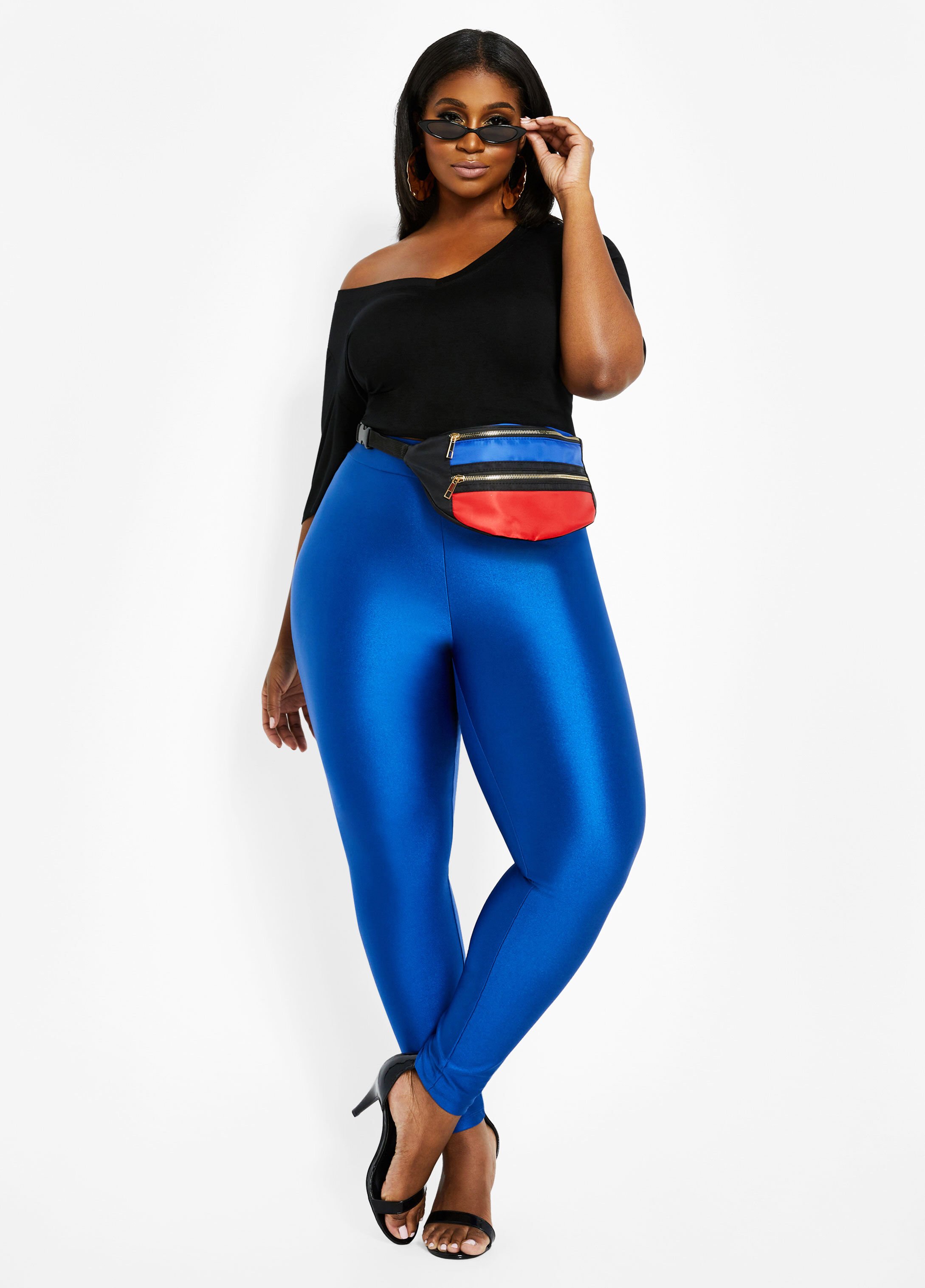 Metallic high rise outlet leggings