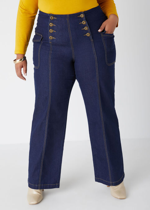 Sailor Wide Leg Jeans, Dk Rinse image number 2