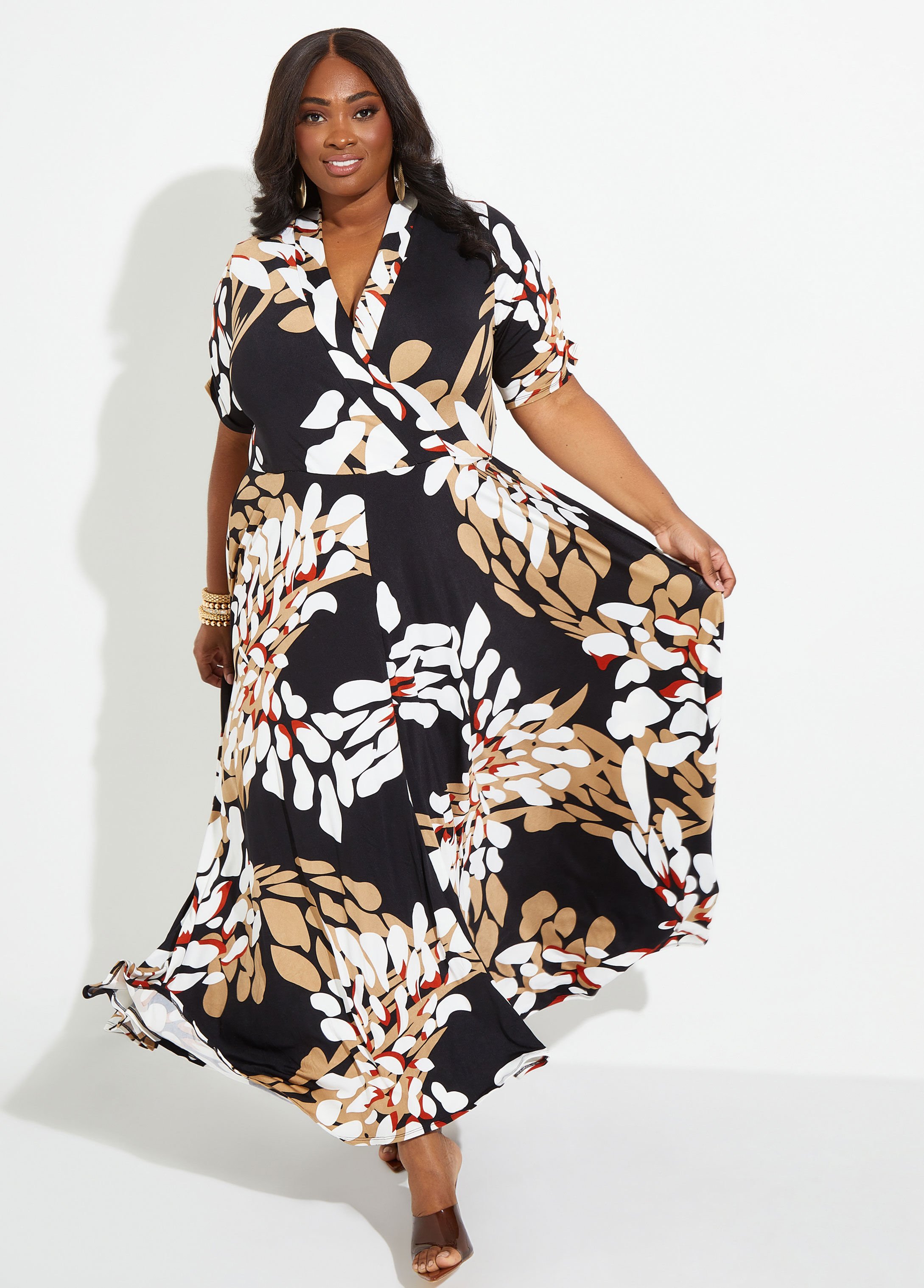 black maxi wrap dress plus size