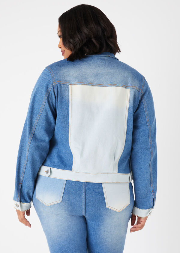 Colorblock Denim Trucker Jacket, Denim image number 1