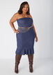 Strapless Textured Denim Dress, Denim Blue image number 3