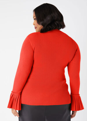 Pleated Bell Sleeved Sweater, Pureed Pumpkin image number 1