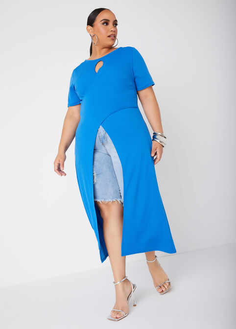 Crisscross Textured Duster, Victoria Blue image number 0