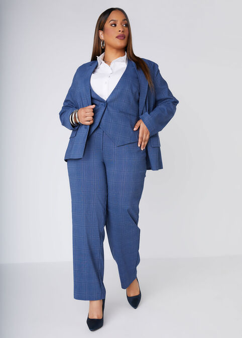 Plaid Twill Blazer, Blue image number 3