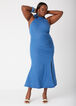 Rosette Denim Halter Dress, Medium Blue image number 0