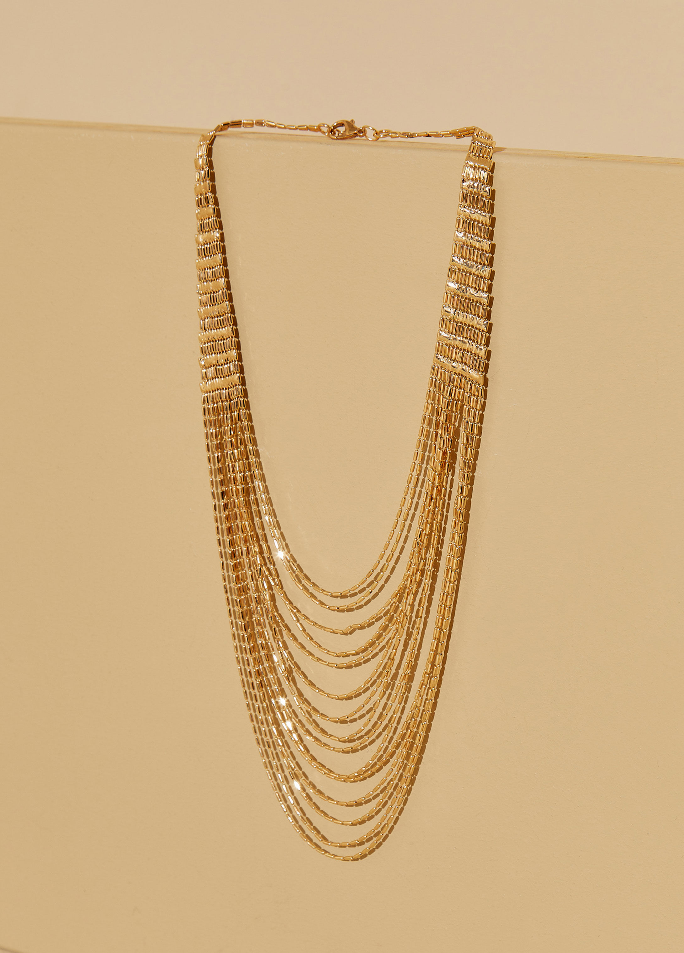 Gold Tone Multichain Necklace