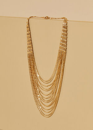 Gold Tone Multichain Necklace, Gold image number 1