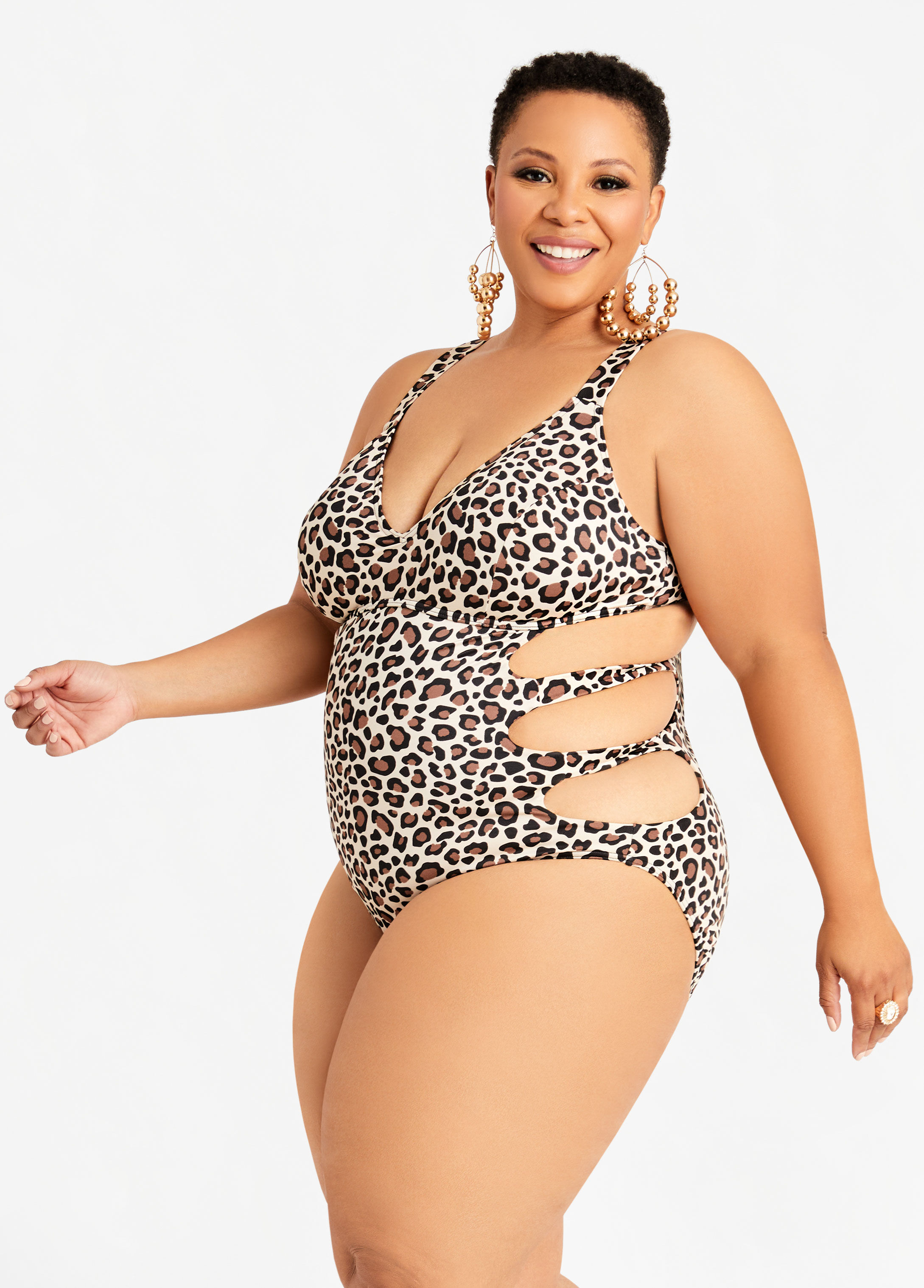 Plus Size Fit4U Swimwear Trendy fit 4 u Cutout One Piece Animal Print