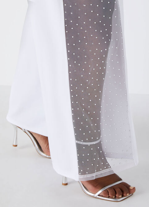 Embellished Mesh Paneled Jumpsuit, White image number 3