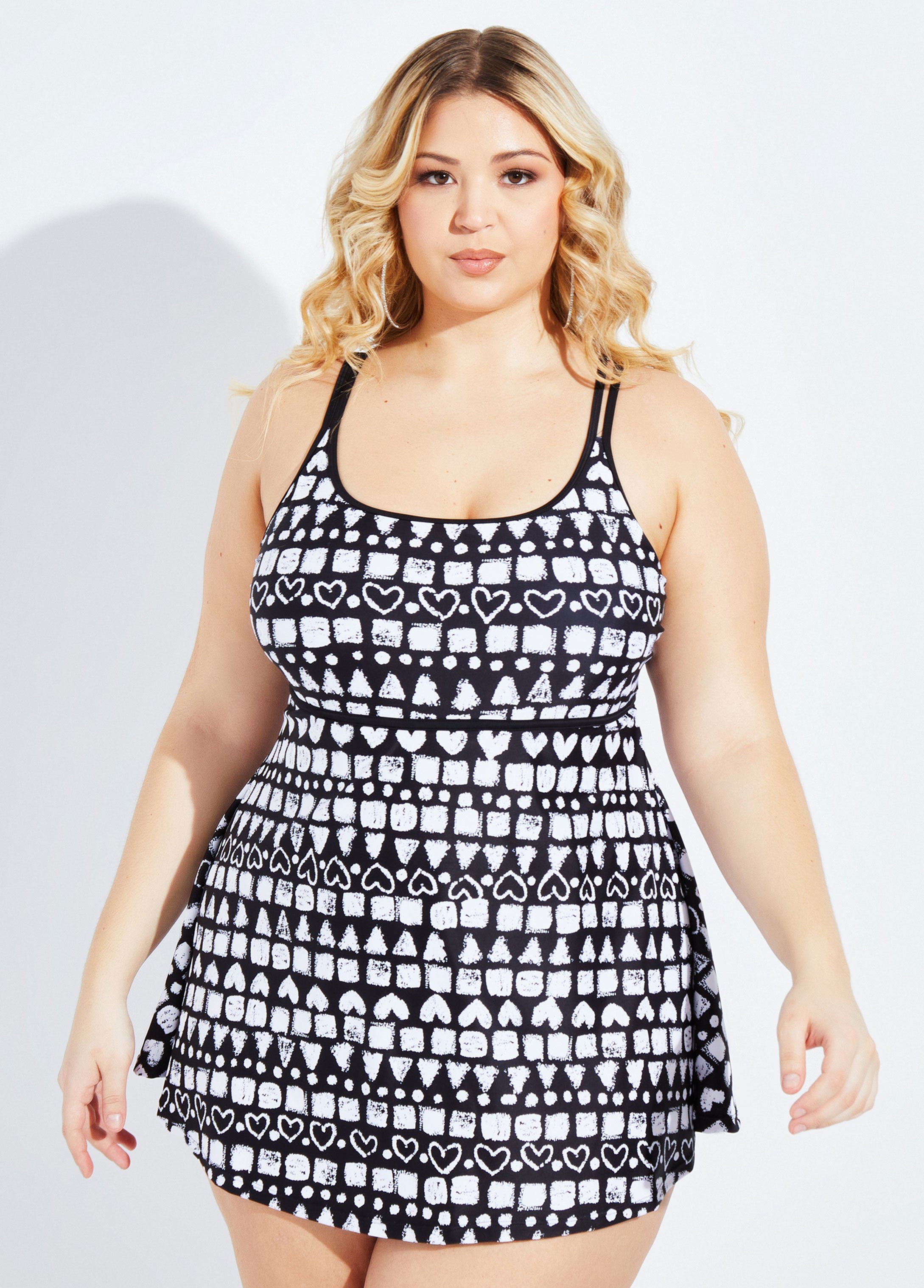 white plus size swimdress