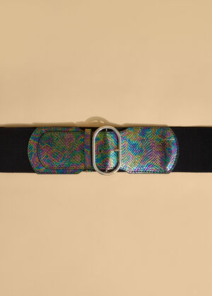 Iridescent Snake Effect Belt, Black image number 1