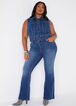 Crystal Embellished Flared Jeans, Medium Blue image number 0