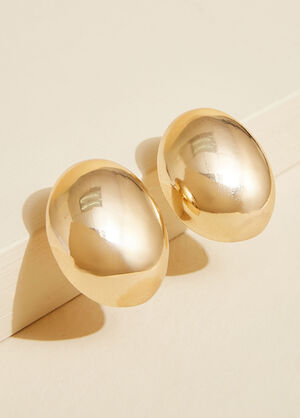 Gold Tone Dome Stud Earrings, Gold image number 0