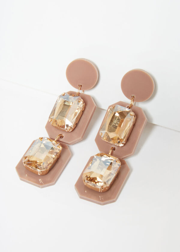 Layered Crystal Earrings, Iced Coffee image number 0