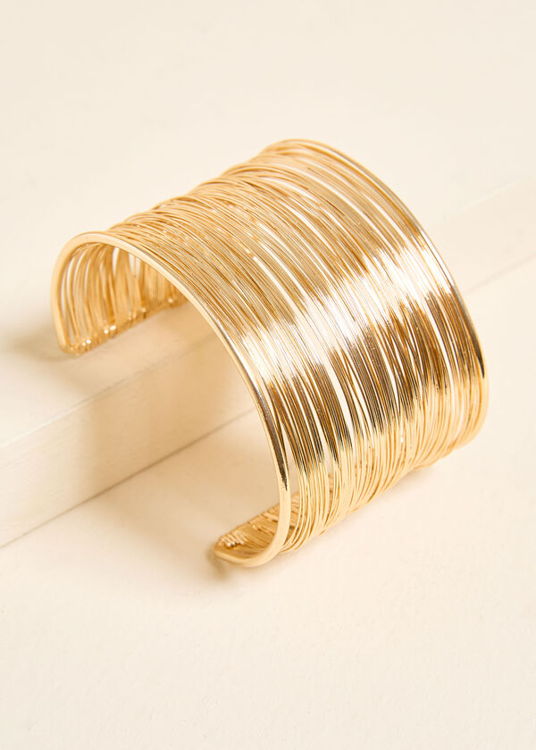 Gold Tone Wire Cuff, Gold image number 1