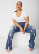 Distressed High Rise Flared Jeans, Blue image number 3