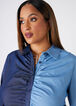 Ruched Two Tone Chambray Shirt, Denim image number 3