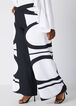 Printed Crepe Wide Leg Pants, Black White image number 2