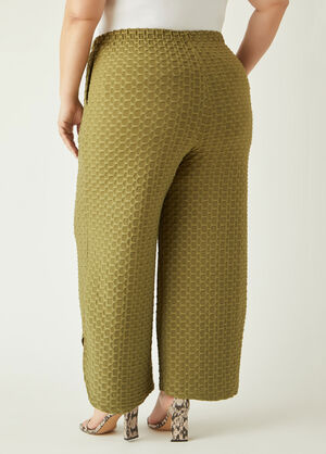 Honeycomb Knit Wide Leg Pants, Green image number 1