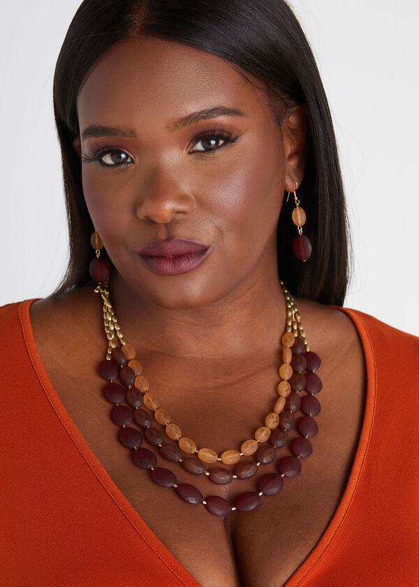 Tassel & Beaded Necklace Set, Tawny Port image number 0