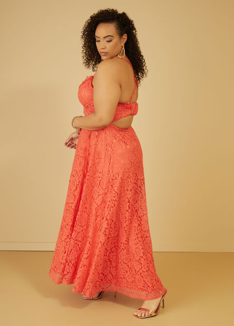 Corded Lace Maxi Dress, LIVING CORAL image number 2