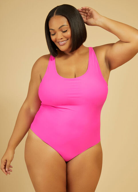 Nicole Miller Racerback Swimsuit, Pink image number 0