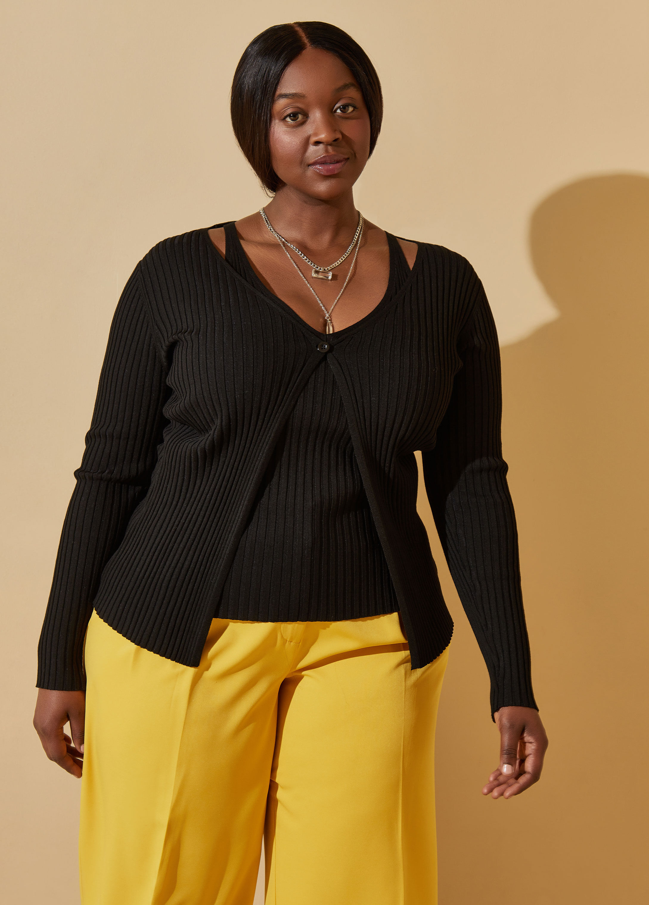 Women's plus size mustard cardigan sale