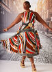 Striped Pleated Midi Dress, Multi image number 0