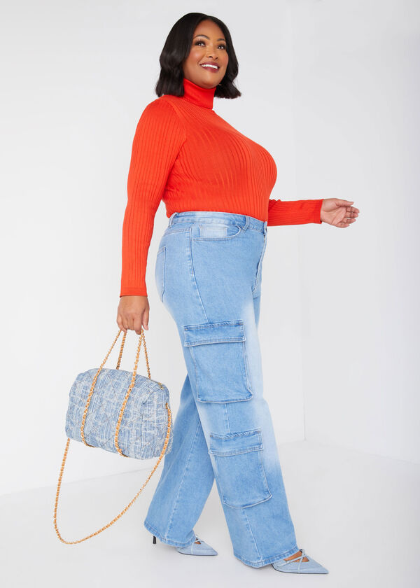 Quilted Distressed Denim Bag, Denim image number 0