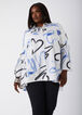 Love Print Hi Low Shirt, White Black image number 3