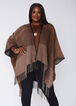 Reversible Fringed Plaid Ruana, Brown image number 3